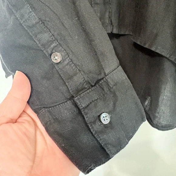 James Perse Linen Oversized Capsule Wardrobe Lightweight Shirt In Black Size 1/S - Picture 5 of 13